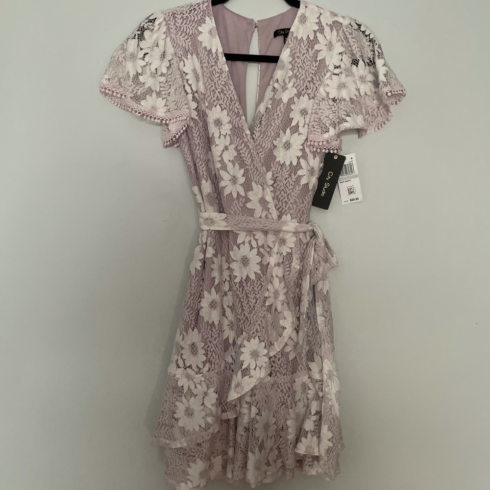 CITY STUDIO Short Sleeve Lace Lilac Fit & Flare Dress - NWT